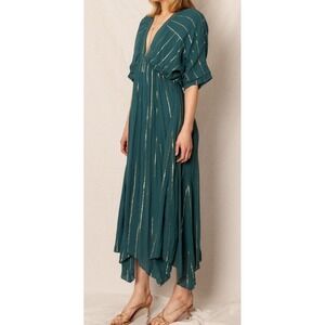 EN CREME Sabrina Lurex Kimono maxi dress metallic stripe woman's M